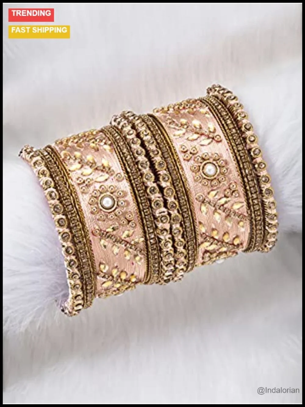Traditional Wedding Designer Silk Thread Faux Stone Studded Bridal Bangle Set